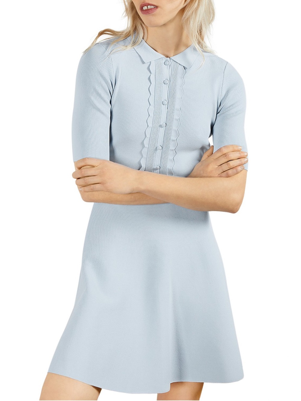 Ted Baker Scallop Trim Knit Skater Dress